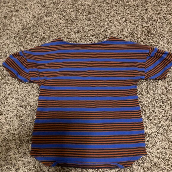 Tea Collection Striped Shirt 10 Blue and Orange  Short Sleeve Cotton Boatneck - Picture 3 of 3